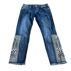 Miss Me Signature Ankle Skinny Jeans Cropped Capri Embroidery Size 28 Women's